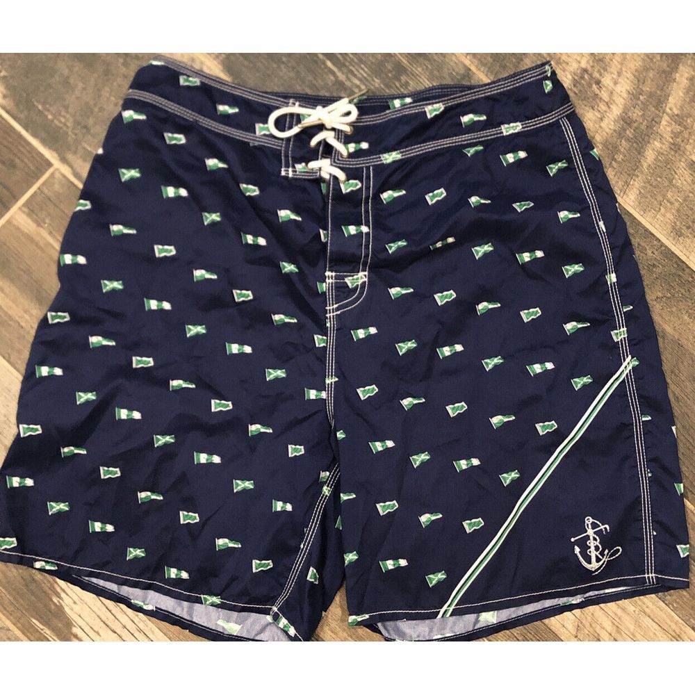 Polo Ralph Lauren Blue Swim Trunks Board Shorts Flags Nautical Sailing Size 30
